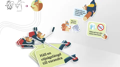 Illustrationer för klistermärken med olika budskap under covid