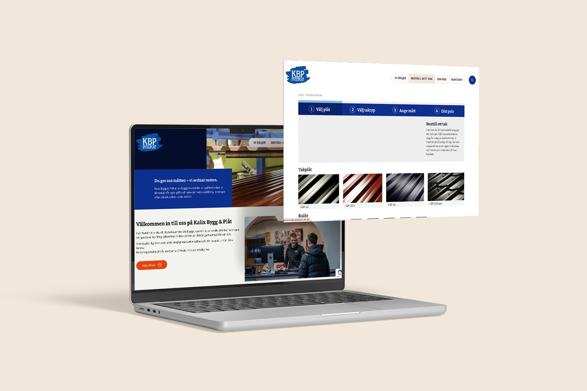 Mockup som visar kalix bygg och plåts hemsida på en laptop